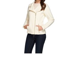 Isaac Mizrahi Live! Mixed Quilted Knit Moto Jacket